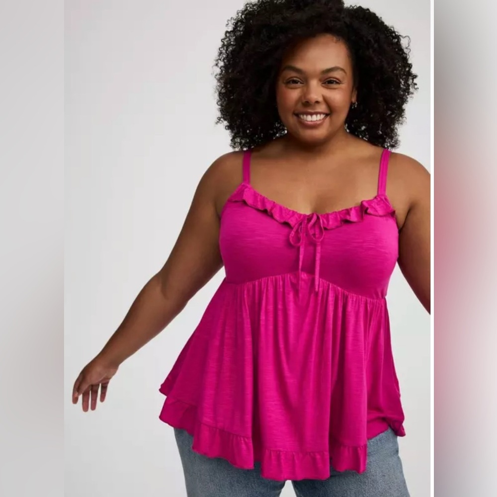 Torrid NWOT Super Soft Slub Ruffle Babydoll Top- Size 2